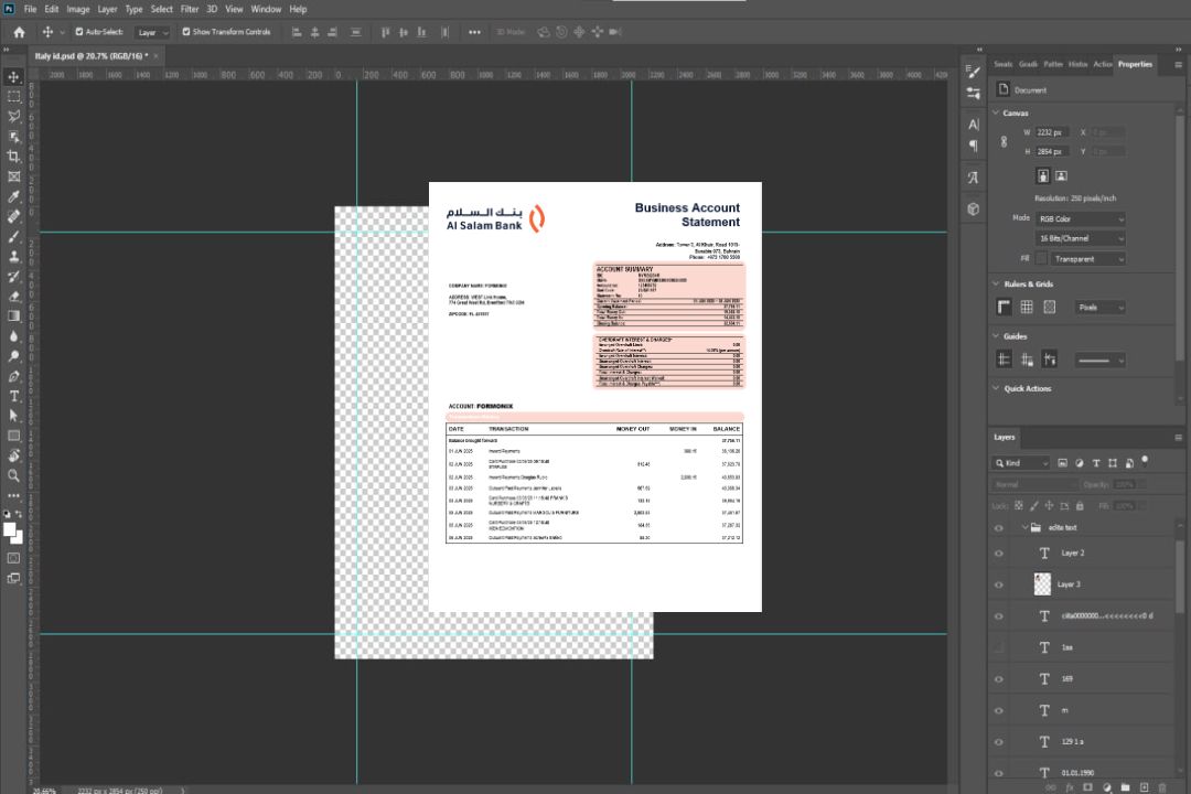 Relevé de compte du cabinet Al Salam Format Word et PDF template Relevé de compte du cabinet Al Salam Format Word et PDF template